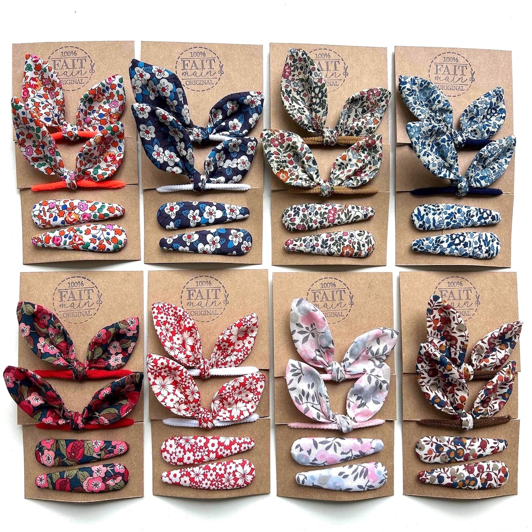 Lot coiffure bébé/fille Liberty (élastiques + barrettes 2)