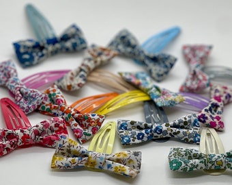 Barrette noeud papillon, barrette noeud liberty, barrette fille liberty, barrette clic-clac, accessoire coiffure, tissu Liberty, cadeau