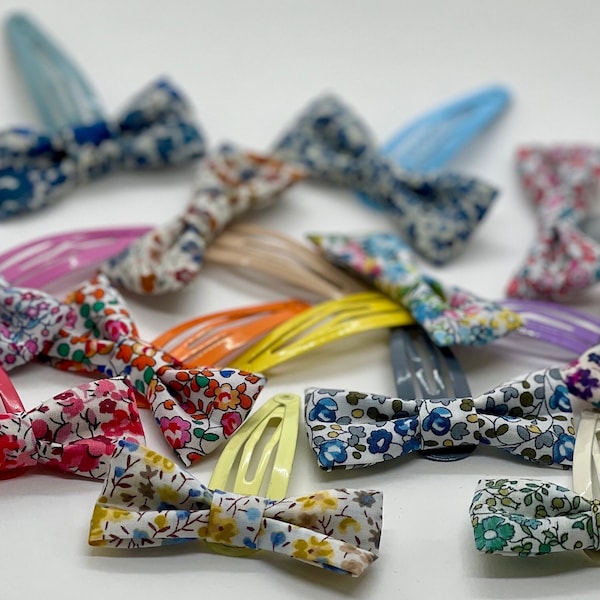 Barrette noeud papillon, barrette noeud liberty, barrette fille liberty, barrette clic-clac, accessoire coiffure, tissu Liberty, cadeau