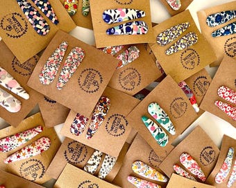 Haarspangen mit Liberty-Muster, Haarspangen für Mädchen, Haarclips mit Druckknopf, Haarspangen, Haaraccessoires, Accessoires mit Liberty-Muster, Geschenke für Mädchen, Liberty
