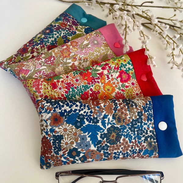 Etui à lunettes tissu liberty, étui à lunettes en liberty Margaret Annie, étui  matelassé, trousse de rangement, accessoire, cadeau maman