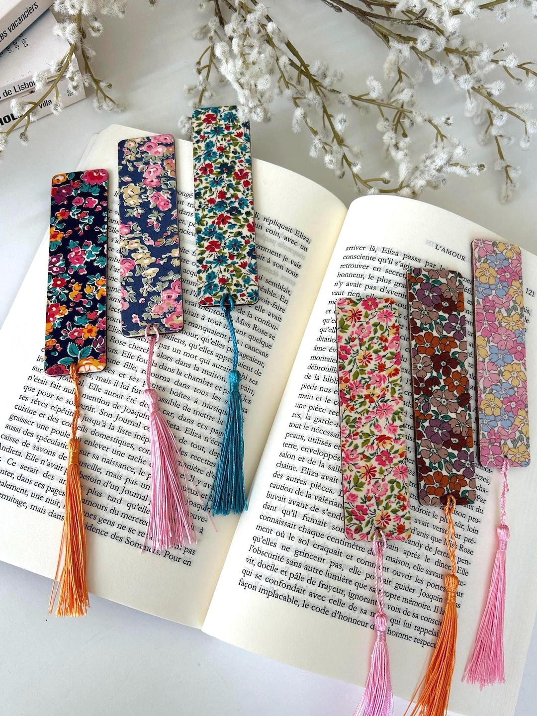 Marque-page bois et Liberty