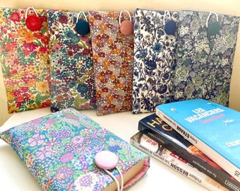 Liberty fabric book pouch, fleece pouch, gift for reader, book, teacher gift, Mother&#39;s Day, birthday