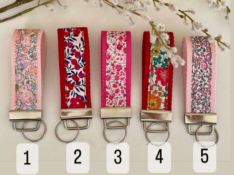 Wrist strap key ring, liberty key ring, fabric key ring, strap key ring, handmade, Grandma's Day gift, mom gift, birthday image 2