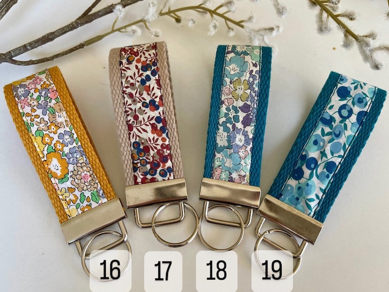 Wrist strap key ring, liberty key ring, fabric key ring, strap key ring, handmade, Grandma's Day gift, mom gift, birthday image 5