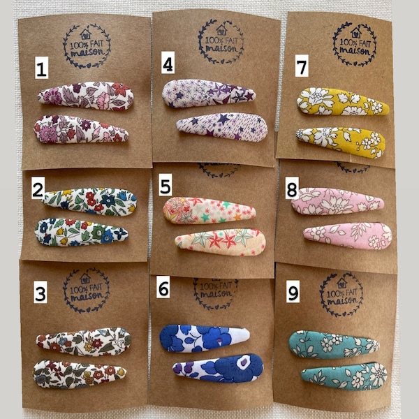 Barrettes Liberty, barrettes fille, barrettes clic-clac, barrettes cheveux, accessoires coiffure, accessoires liberty, idée cadeau fille,