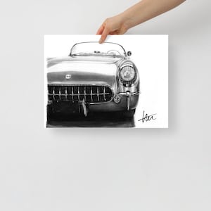 Poster Chevrolet-Corvette uit 1954