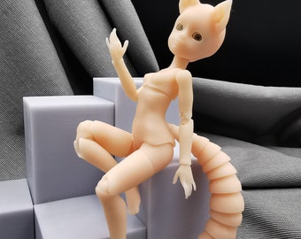 Ball Jointed Doll Teenage FOX girl with tail 1/8, 1/12, 1/16, BJD Female kitsune Doll for order