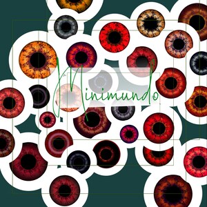 Eyechips Red-Brown palette 20mm, 18mm, 16mm, 14mm, 12mm, 10mm, Realistic eyes 30 colors