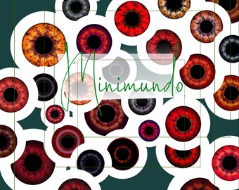 Eyechips Red-Brown palette 20mm, 18mm, 16mm, 14mm, 12mm, 10mm, Realistic eyes 30 colors