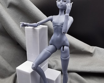 Ball Jointed doll ELF with vertical ears girl 1/12, 1/16, 1/8,  BJD Female ELF Doll for order, 3d Elf young woman