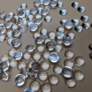 Cabochon 4 mm /0.16 inches round clear, eye caps for tiny dolls 4 mm/0.16 inches , Glass Cabochon 4 mm/0.16 inches Round Transparent image 1