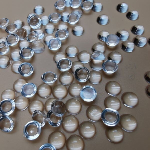 Cabochon 4 mm rund klar, Augenkappen für kleine Puppen 4 mm, Glas Cabochon 4 mm rund