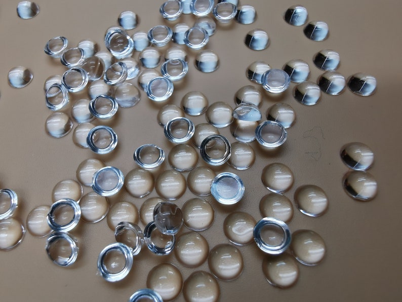 Cabochon 4 mm /0.16 inches round clear, eye caps for tiny dolls 4 mm/0.16 inches , Glass Cabochon 4 mm/0.16 inches Round Transparent image 1