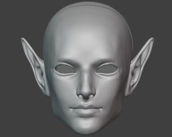 3d model elf Man head with vertical ears for bjd doll for 3d printing STL/OBJ files, digital model