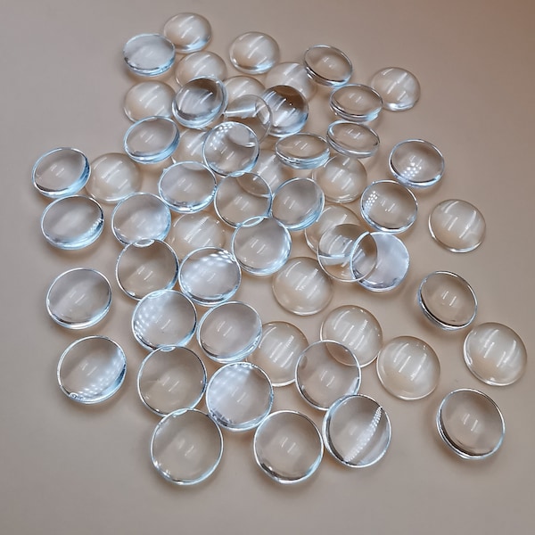 Cabochon 8 mm/0,31 inches round clear, eye caps for tiny dolls 8 mm/0.31 inches, Glass Cabochon 8 mm/0.31 inches Round Transparent