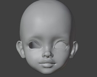 Afro Kid BJD Doll Head 3D Print File (STL/OBJ) (Digital Download)