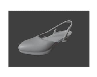 Slinngback, Summer shoes for the doll with flat feet, STL, OBJ