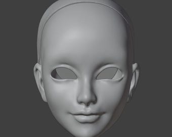 Female head for bjd doll 3d digital file for 3d printing STL/OBJ files, digital model