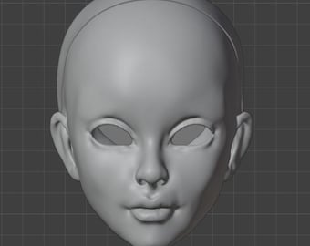 3d digital file Woman head for bjd doll for 3d printing STL/OBJ files, digital model