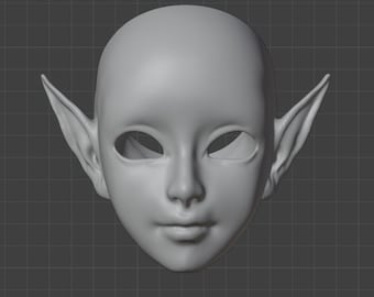 3D Woman Elf Head for BJD Doll, 3D Printing STL/OBJ (Digital Model)
