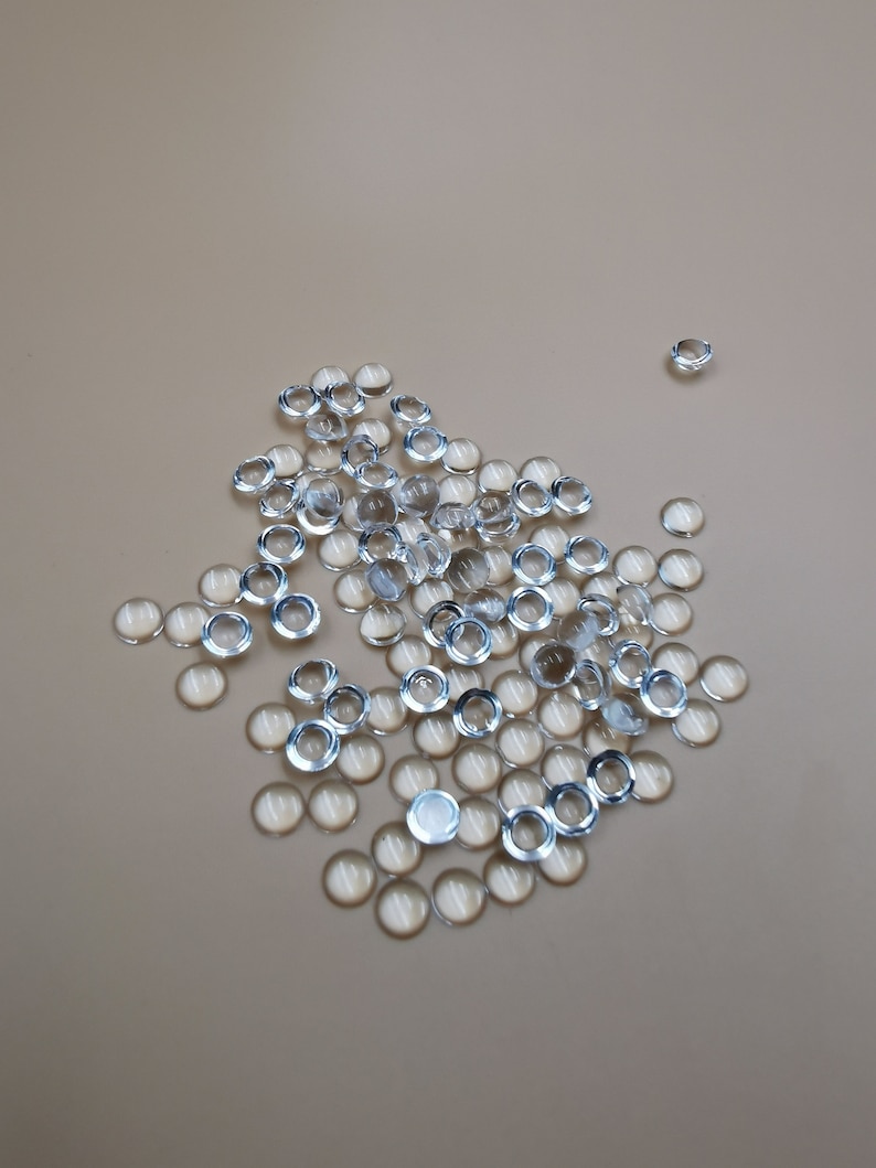 Cabochon 4 mm /0.16 inches round clear, eye caps for tiny dolls 4 mm/0.16 inches , Glass Cabochon 4 mm/0.16 inches Round Transparent image 6