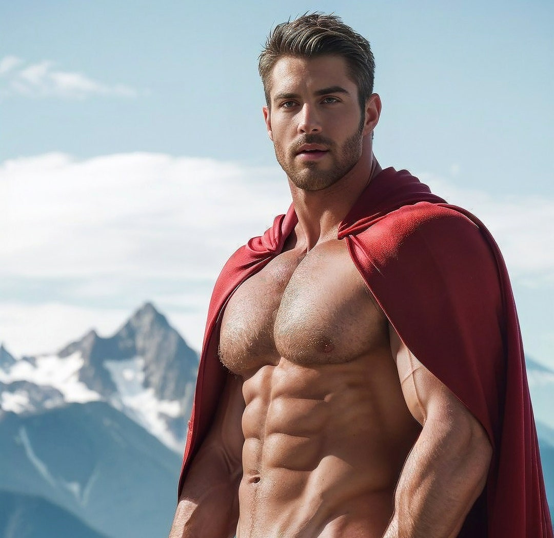 NSFW AI-Generated Full Frontal Naked Muscular Man Photo Poster. No. 108