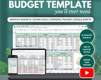 Annual Budget Spreadsheet for Google Sheets | Monthly Budget Planner & Expense Tracker | Personal Finance Template