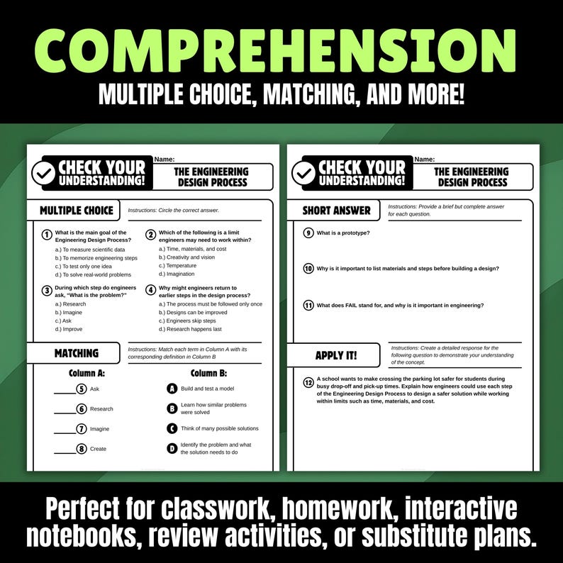 Engineering Design Process Doodle Notes | Ask Imagine Plan Create Improve Worksheet STEM Middle School Science Homeschool 6th 7th 8th Grade image 3