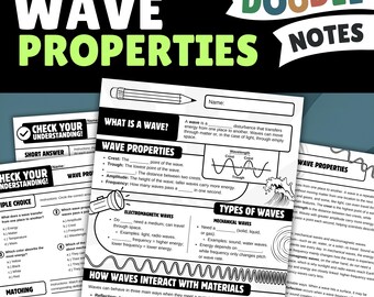 Wave Properties Doodle Notes | Middle School Science Physics Worksheet Sketchnotes 5th 6th 7th 8th Grade Homeschool NGSS Physical Science