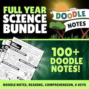 Full Year Science Sketch Notes Bundle | Middle School Science Worksheets 6th 7th Sketchs Homeschool Biology Chemistry Physics Activities