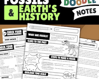 Fossils and Earth's History Doodle Notes | Geologic Time Scale Law Superposition Middle School Science Worksheet 5th 6th 7th 8th Grade NGSS