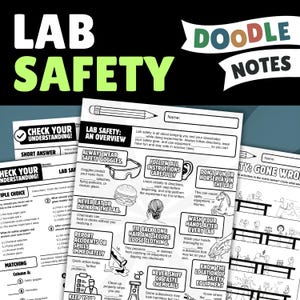 Lab Safety Doodle Notes | Science Lab Rules Safety Worksheet Middle School Back to School Homeschool Science Activities 6th 7th 8th Grade
