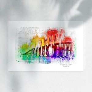 Coloso de color. Puente sobre el lago de Maracaibo, Edo. Zulia, Venezuela. Con carta de amor. 90x60 Cm. (36"x 24") WxH