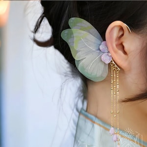 Butterfly Fairy Earring Cuff, Fairy Wings Cuff Earrings, Gold Butterfly Ear Cuffs, Ear Cuffs No Piercing, Dragon Fly Earrings, Fairycore