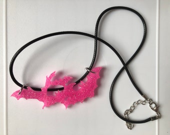 Quad pink bat necklace