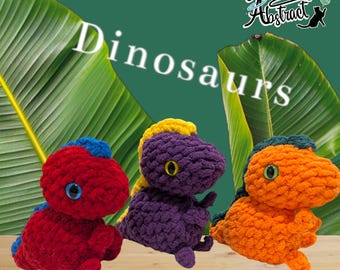 Crochet Dinosaur Raptor Plush: Handmade Chenille Yarn Stuffed Animal