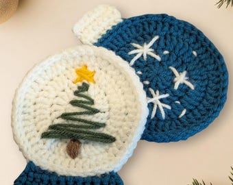 Crochet Christmas Ornament & Snowglobe Coaster PATTERN ONLY (PDF)