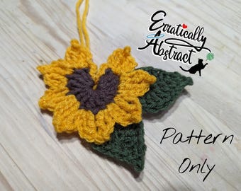 Crochet Sunflower Heart: Beginner-Friendly Applique PATTERN ONLY (PDF)