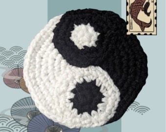 Crochet Yin Yang Coaster: Beginner-Friendly Shapes Series Applique PATTERN ONLY (PDF)