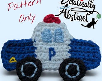 Crochet Police Car: Large and Small Sizes Beginner-Friendly Applique PATTERN ONLY (PDF)
