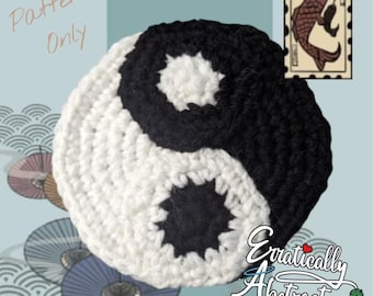 Crochet Yin Yang Coaster: Beginner-Friendly Shapes Series Applique PATTERN ONLY (PDF)