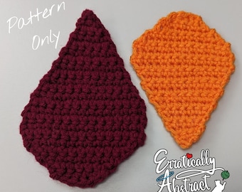 Crochet Teardrop, Rain, Water, Blood, Drop Coaster: Beginner-Friendly Shapes Series Applique PATTERN ONLY (PDF)