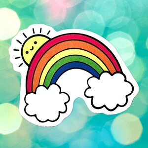 Adesivo Arcobaleno Sole Nuvole Arcobaleno // Adesivo LGBTQ Queen Gay Sole Nuvola Sorriso Arcobaleno Sole Nuvole Boho