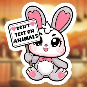 Don't Test on Animals - Sticker | Anti-Tierversuche Süßes Häschen - Für Veganer, Tierfreunde, Nachhaltigkeitsfans | Glossy, Matt Glitter