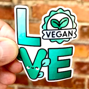 Sticker Love Vegan // Tierschutz Tierrechte Vegetarier Aufkleber Natur Umweltschutz Nachhaltigkeit Pflanzliche Ernährung