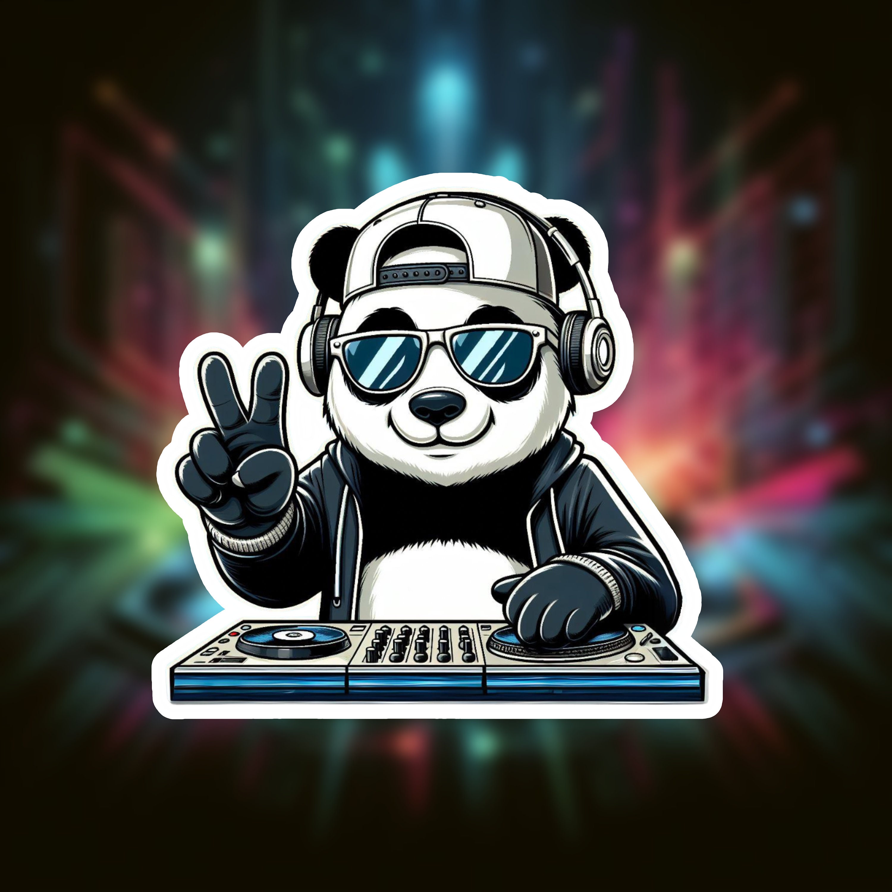 PANDAちゃんです♪ Panda DJ Sticker // Cute Cool Peace Laptop Sticker Journal Vinyl