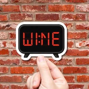 Pegatina "La Hora del Vino": Divertida pegatina de despertador para amantes del vino | Estilo digital | Pegatina de vinilo para botella, portátil y diario