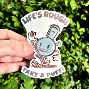 De kraag van het leven, neem een trekje // Cannabis Sticker THC Weed 420 Smoking Joint Bong Smile