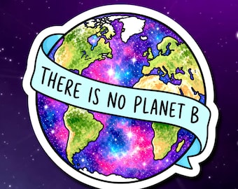 There is No Planet B Sticker | Climate Change | Earth Galaxy Aesthetic | Environment Waterproof Vinyl | Laptop Decal | Eco Gift